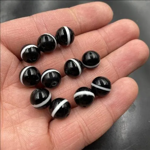 Affordable jade DIY accessories, black first-line pharmacist Tianzhu agate round beads, loose beads, loose batch_voghion.com