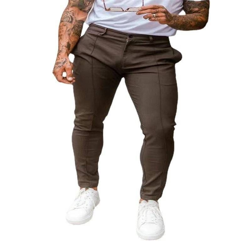 Herrenbekleidung Einfarbig Enganliegende Tasche Reißverschluss Business Casual Täglich Schlanke Hose Mit Kleinen Beinen_voghion.com