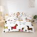 Cute Sausage Dog Duvet Cover Set Double Size For Kids Boys Girls Teens Dachshund Puppy Dog Bedding Set Cartoon Animals Comforter Cover With _voghion.com