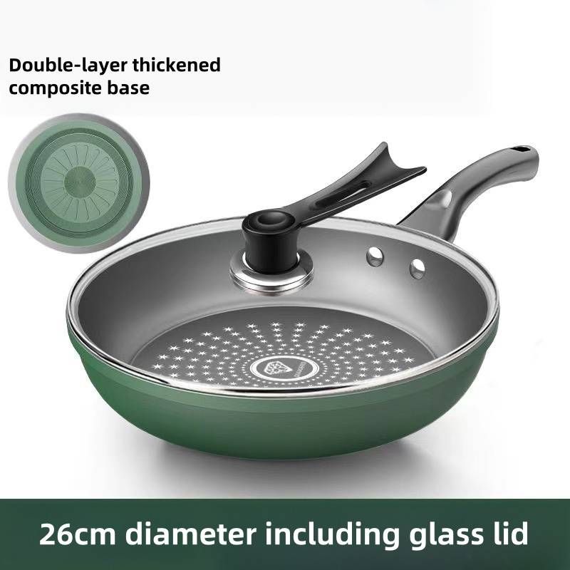 26 cm große antihaftbeschichtete Bratpfanne aus Gusseisen, leicht zu reinigen, reduzierte Rauchentwicklung, kein Anbrennen der Speisen, dicker Boden, schnelle, gleichmäßige Hitze, für Gas- und Induktionsherde_voghion.com