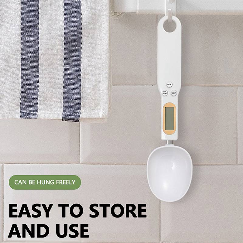 A Digital Kitchen Scale With Spoon, LCD Display, 0.1g-500g Accuracy, Battery-operated, Non-rechargeable Button Cell, Battery-operated Mode, Suitable For Car Detailing, Cooking, Baking And Portion Control - Battery Not Included In Package_voghion.com