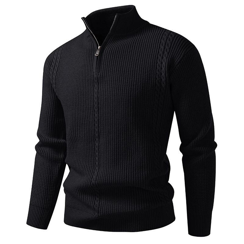 ​Dicker Strickpullover mit halbem Reißverschluss für Herren – Übergroßer Freizeitpullover für Herbst und Winter – Atmungsaktives Stretchgewebe (M-4XL, mehrere Farben)​_voghion.com