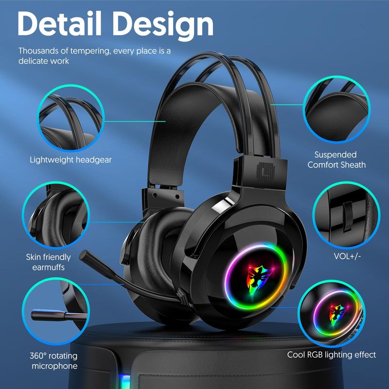 Game Headset Eet Kip USB Met Microfoon RGB Verlichting 7.1 Headset Headset Computer_voghion.com
