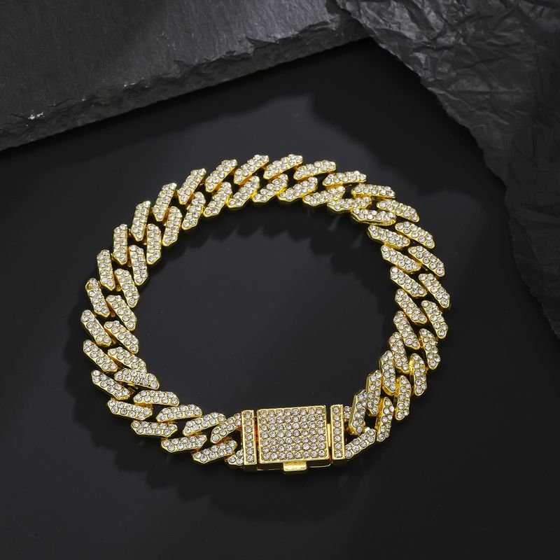 Hip-Hop Dominant Flip Cover Full 12mm Diamond Cuban Men's Necklace Trendy Clavicle Chain Accessory_voghion.com