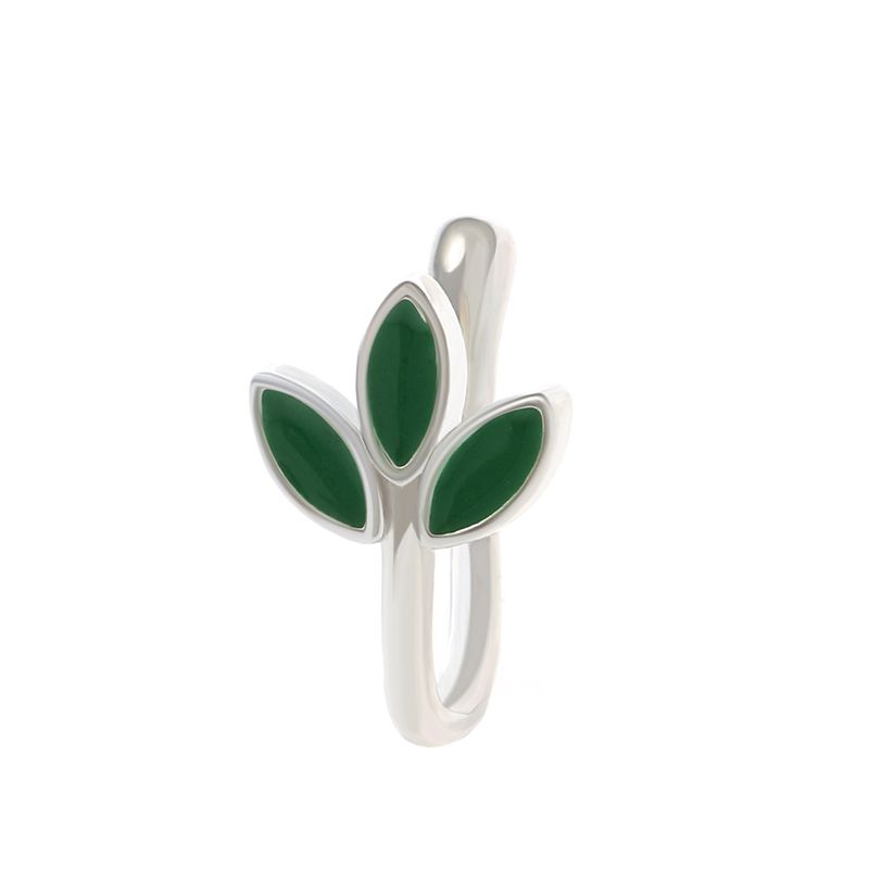 punch-free nose clip nose ring  copper inlaid Zircon U-shaped leaf butterfly nose nail piercing jewelry_voghion.com