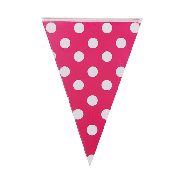 Banner triangular con patrón de puntos: decoraciones coloridas para fiestas de cumpleaños infantiles, baby showers y celebraciones._voghion.com