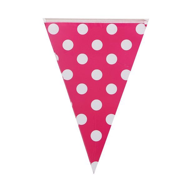 Banner triangular con patrón de puntos: decoraciones coloridas para fiestas de cumpleaños infantiles, baby showers y celebraciones._voghion.com