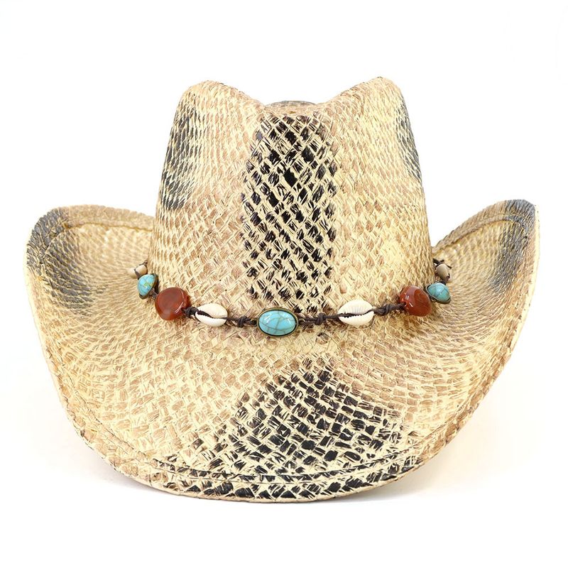 Same Style Hand Drawn Straw Brush Paint Western Cowboy Straw Hat Hat Men And Women Outdoor Sun Hat_voghion.com