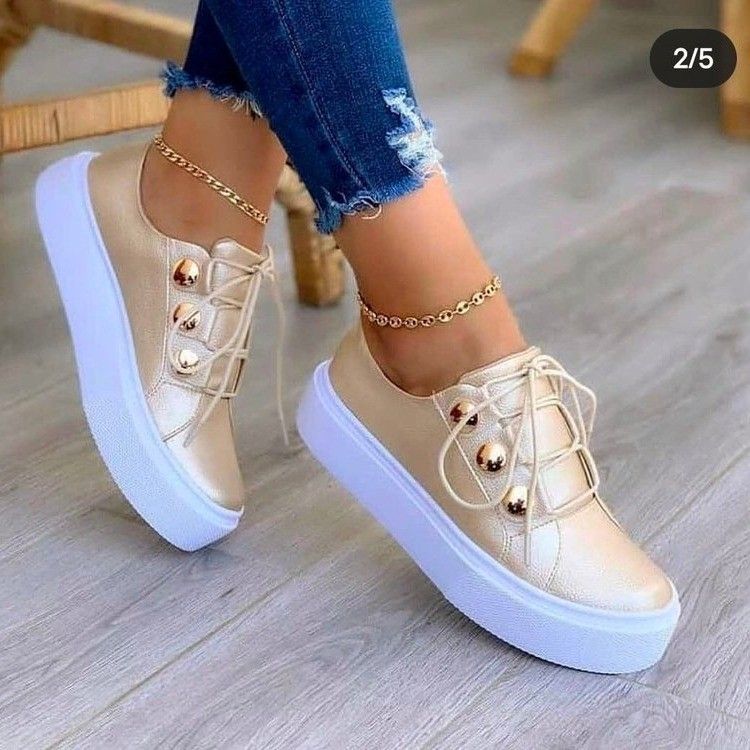 Women's Shoes Autumn New Large Size Lace Up Casual Low Top Round Toe Platform Heel Thick Soled Single Shoes_voghion.com