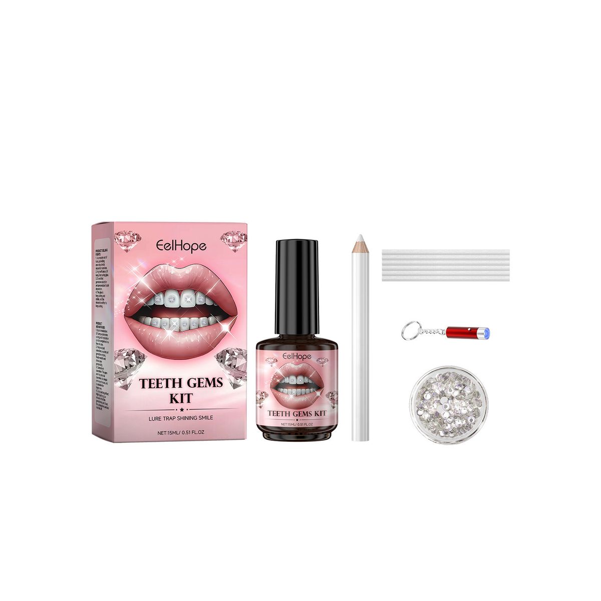 Modischer Zahndekorationsbohrer, Zahndiamant-Zahndekoration, modische Zahnpasta zum Erstellen eines Lächeln-Dekorationssets_voghion.com