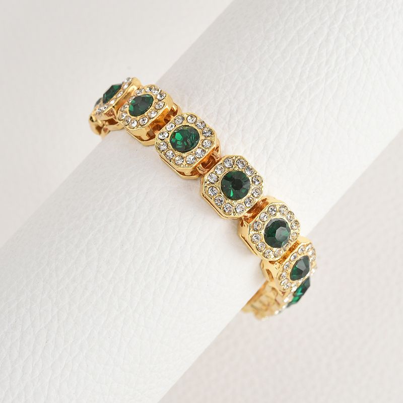 【】High-Quality Rap Jewelry Emerald Green Gold 11mm Hip-Hop Sugar Cube Bracelet_voghion.com