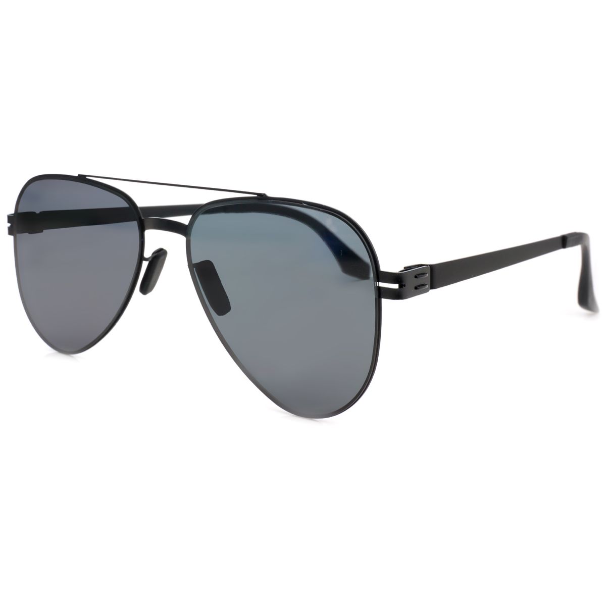 Óculos de sol espelhados de couro e aço inoxidável, estilo sapo, masculino, pernas de mola de nylon preto, ultra leves e de boa qualidade, estilo moderno_voghion.com