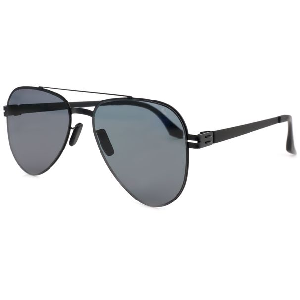 Óculos de sol espelhados de couro e aço inoxidável, estilo sapo, masculino, pernas de mola de nylon preto, ultra leves e de boa qualidade, estilo moderno_voghion.com