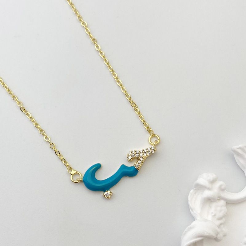 Copper Plating Color Block Pendant Necklace_voghion.com