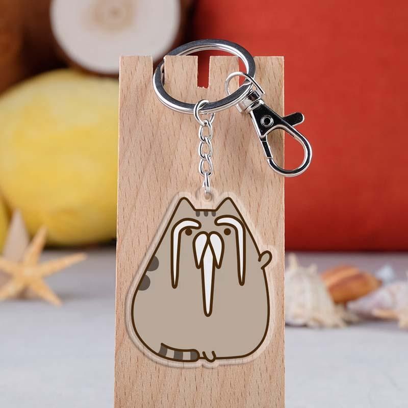 Krásný přívěsek na klíče s kočkou Pusheen, hračky, akrylová zvířata, přívěsek na klíče s kočkou, japonský ainme, kreslený film, Pusheen, kočičí příslušenství._voghion.com