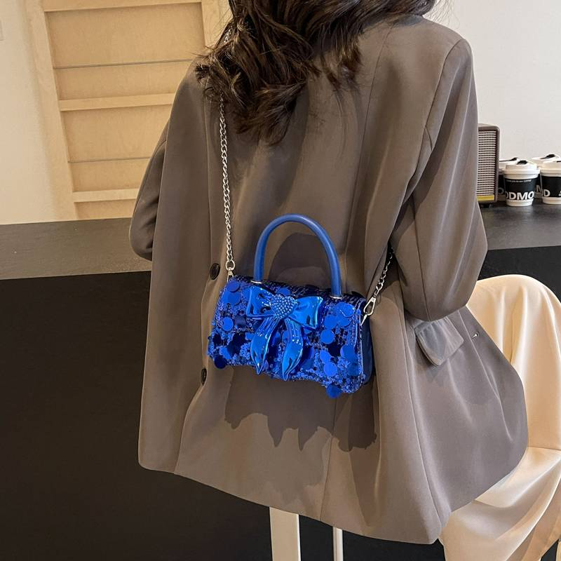 2024 New Women's Handbag, European and American Fashion Trendy Sequin Decoration Bow Lock Shoulder/Crossbody/Handbag_voghion.com