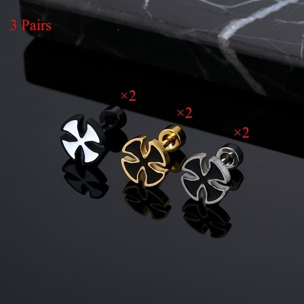 3 Pairs Small Cross Earrings, Stainless Steel Stud Earrings For Men Wom_voghion.com