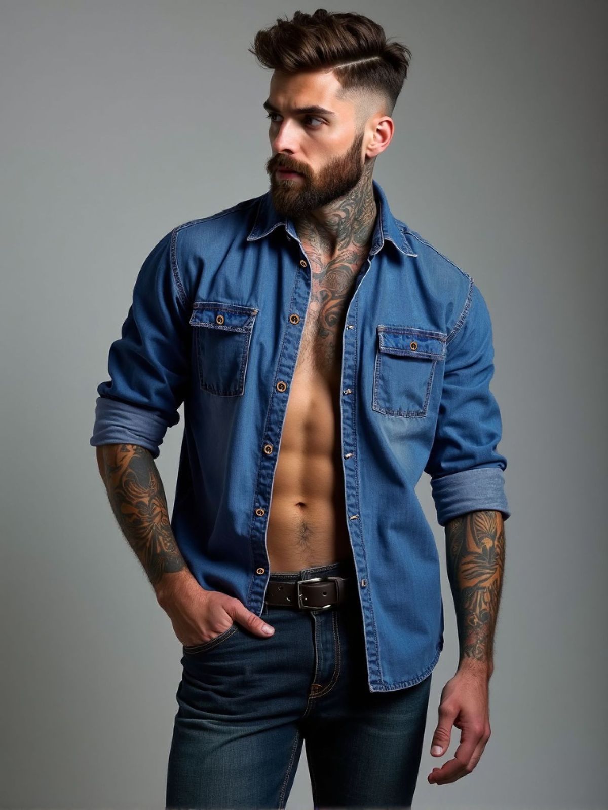 Men's Clothing Denim Shirt Spring And Autumn Cardigan_voghion.com