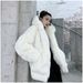 Women's Faux Rabbit Fur Coat Winter Hooded Longline Plush Teddy Jacket Oversized Casual Outerwear_voghion.com
