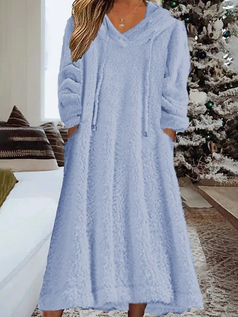 Vêtements pour femmes 2024 nouvelle robe ample décontractée à capuche et à manches longues pour la maison_voghion.com