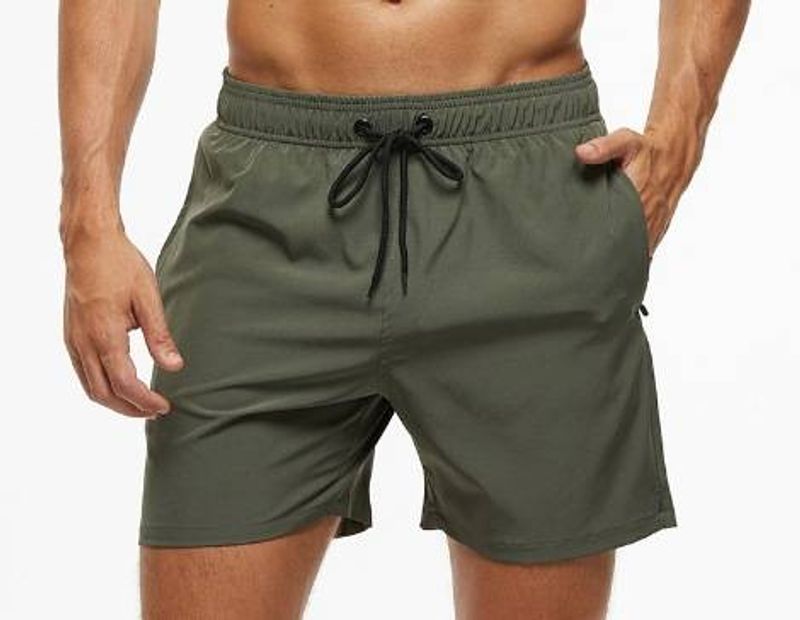 Trunchi de baie elastici pentru bărbați Marca Escatch 2025 Pantaloni scurți de plajă cu uscare rapidă, cu buzunare cu fermoar și căptușeală din plasă_voghion.com