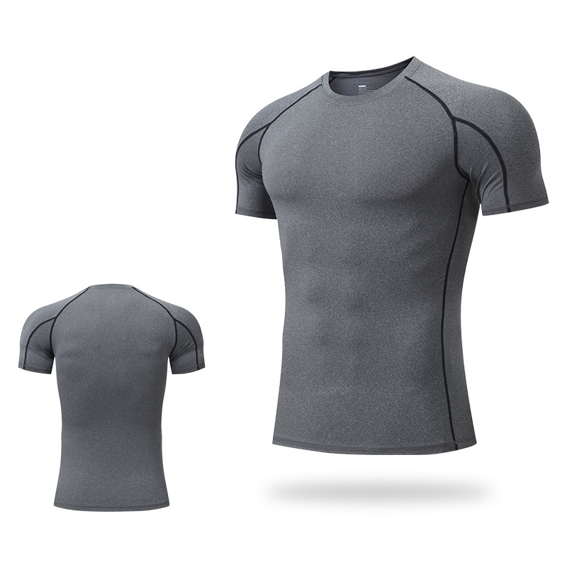 Men's Clothing Men's Pro Tights Short Sleeves Sports Running Training Clothes Basketball Fitness Clothes Quick Drying Short Sleeved T Shirt_voghion.com