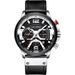 Men's Multi-Function Chronograph Watch - Business Sport Waterproof Leather Strap Quartz Wristwatch With Date_voghion.com