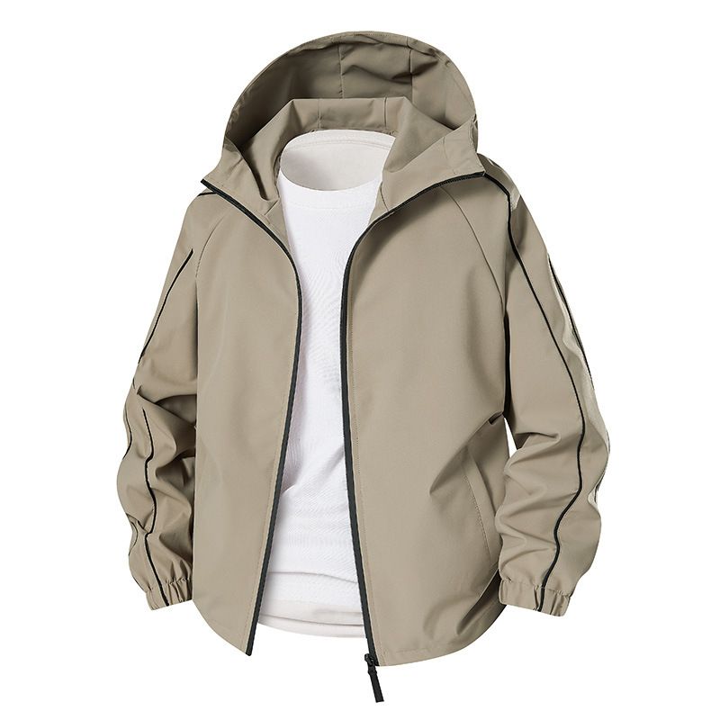 Unisex Waterproof Windbreaker Jacket – Oversized Streetwear Hooded Windcoat (S-XXXL, Mocha/Black/White)_voghion.com