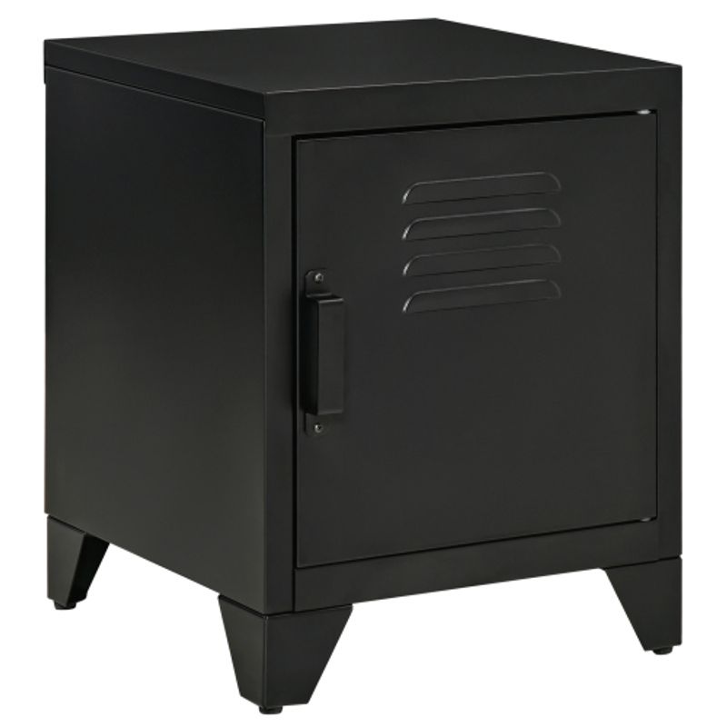 HOMCOM Nachttisch Nachtschrank Beistelltisch Mit Verstellbarem Regal Tür Nachtkommode Metall Schwarz 50 X 40 X 47 5 Cm Para Schlafzimmer_voghion.com