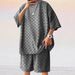2025 Trendy Men's Checkerboard Spring/Summer Loose Sports And Leisure Two Piece Set For Men_voghion.com