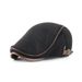 Spring Autumn Winter Fashion Simple Middle-aged Knitted Duckbill Warm Forward Cap Patchwork Color-blocking PU Beret Hat_voghion.com