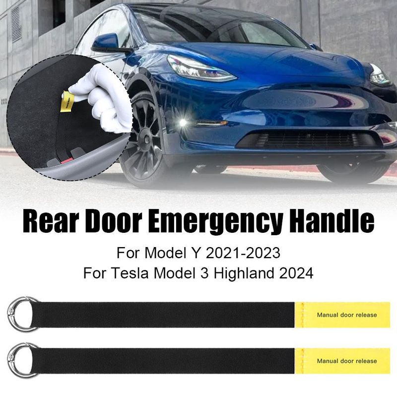 Pasuje do Tesla Model 3/Y, blokada fizyczna, przełącznik mechaniczny, odblokowanie i klamka awaryjna tylnych drzwi_voghion.com
