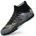 High-top Soccer For Boys Girls With Rubber Studs, Black And White Training Shoes_voghion.com