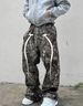 nokometa American High Street Camouflage Printed Alphabet Casual Pants, Trendy Brand Street Loose Drawstring Straight-leg Pants, The Same For Men And_voghion.com
