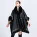 Woolen collar jacquard cape cape large size knitted cardigan woolen coat woman_voghion.com