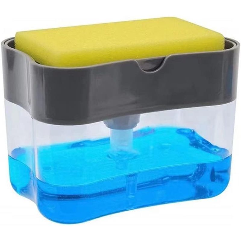 Creative Soap Dispenser With Washing Sponge Stand With 2-in-1 Manual Press Liquid Box - Dispenser For Kitchen Countertops With Dish Soap Pump_voghion.com