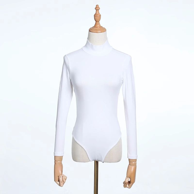 Damen T-Shirt mat engem klenge, schlanken, groussen, Récklosen, mat laangen Äermelen an engem einfache, faarwege Jumpsuit fir Fraen_voghion.com