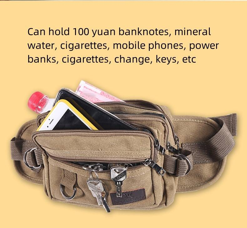 Freizeit Canvas Gürteltasche Herren Taille Outdoor Freizeittasche Registrierkassentasche Multifunktions-Handy-Geldbörse_voghion.com