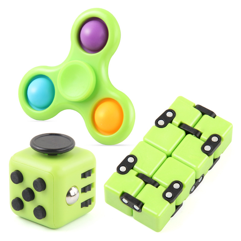 Stress Relief Toys Novel Decompression Set Infinite Rubik's Cube Finger Gyro Bubble Music Decompression Dice Three Piece Set_voghion.com