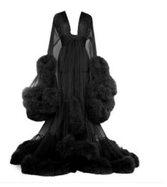 Costume Props Perspective Sexy Feather Trumpet Sleeve Tail Long Skirt_voghion.com