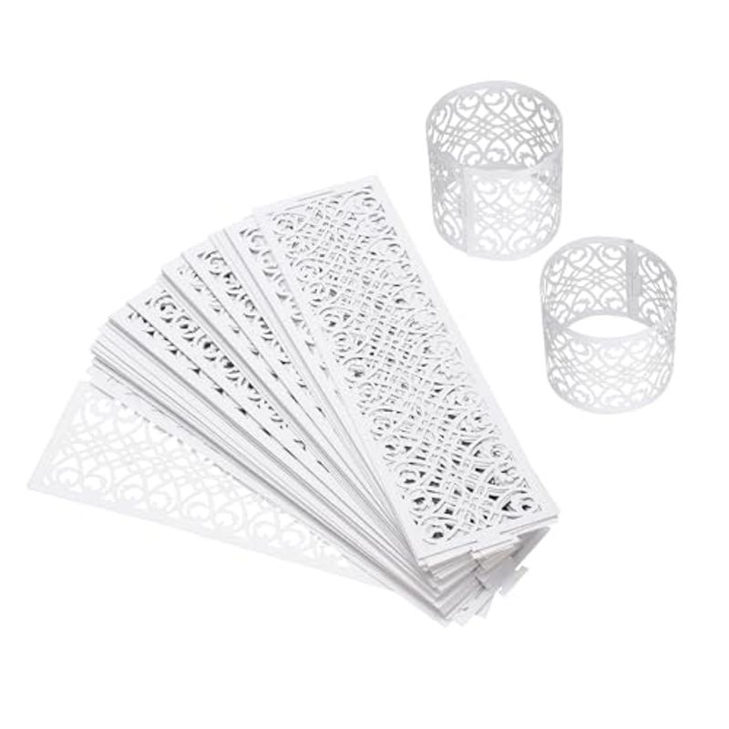 100 Pieces Of Laser Cut Aluminum Foil Ring, Hollow Napkin Holder, Suitable For Wedding Party Service Table Decoration_voghion.com