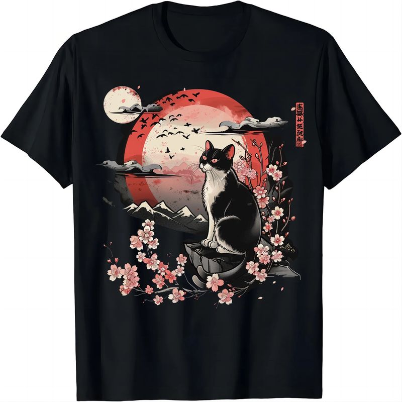 Kawaii Cat Anime Japanese Retro Men Women Kids Funny Cat T-Shirt  Graphic T Shirts  Y2k Top  Shirts for Women  Camisetas._voghion.com