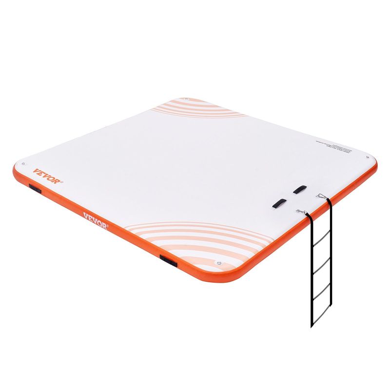 VEVOR Inflatable Floating Dock, 7 x 7FT Inflatable Dock Platform, Non-Slip Water Floating Dock Mat with Portable Carrying Bag & Detachable Ladder, Flo_voghion.com