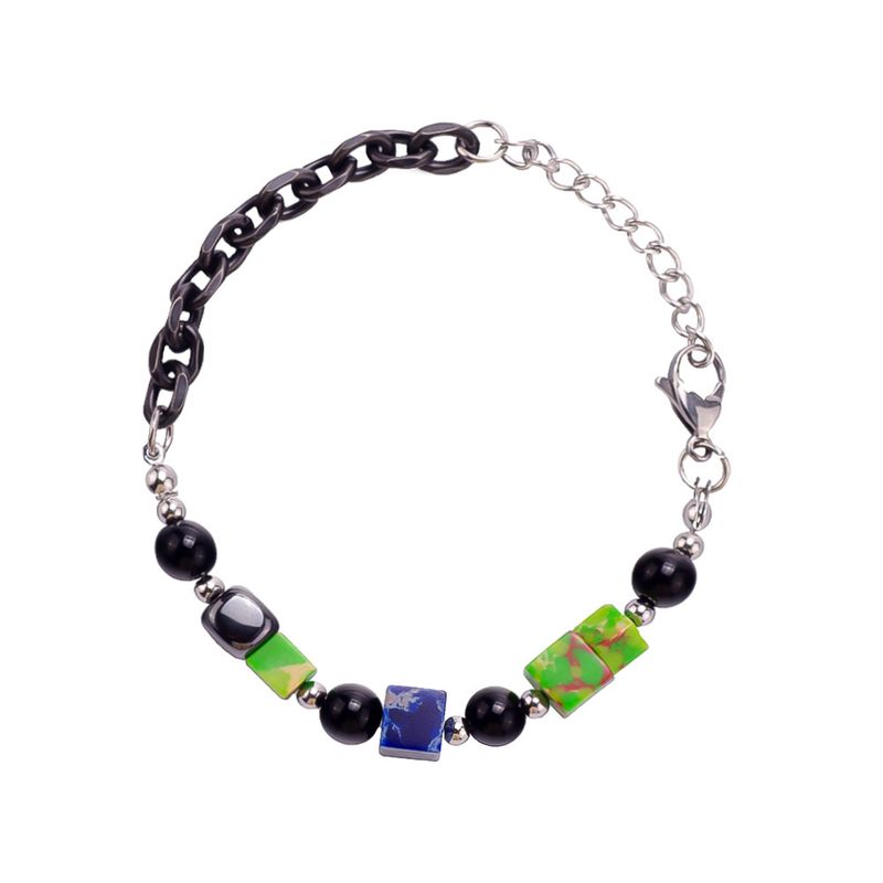 Hip-Hop-Farbblock-Patchwork-Armbänder aus Edelstahl für Herren_voghion.com