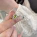 French Court-Inspired Olive Green Zircon Ring - Elegant Luxury Open Design For Women_voghion.com