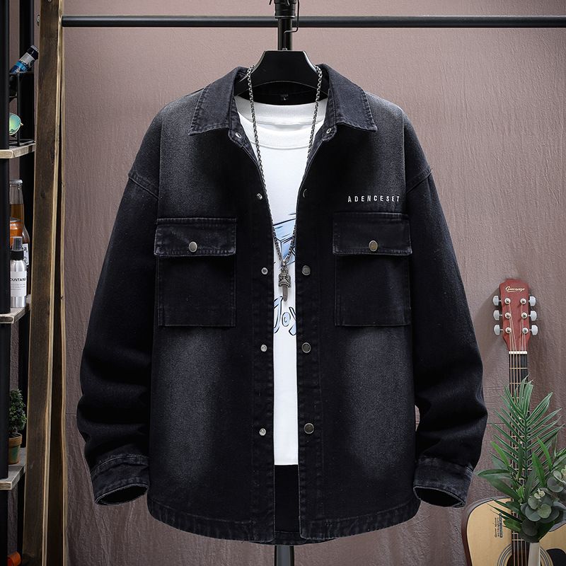 One Piece Dropshipping 2024 Spring Denim Shirt Printed Simple Jacket Youth Casual Student Jacket Well Known_voghion.com