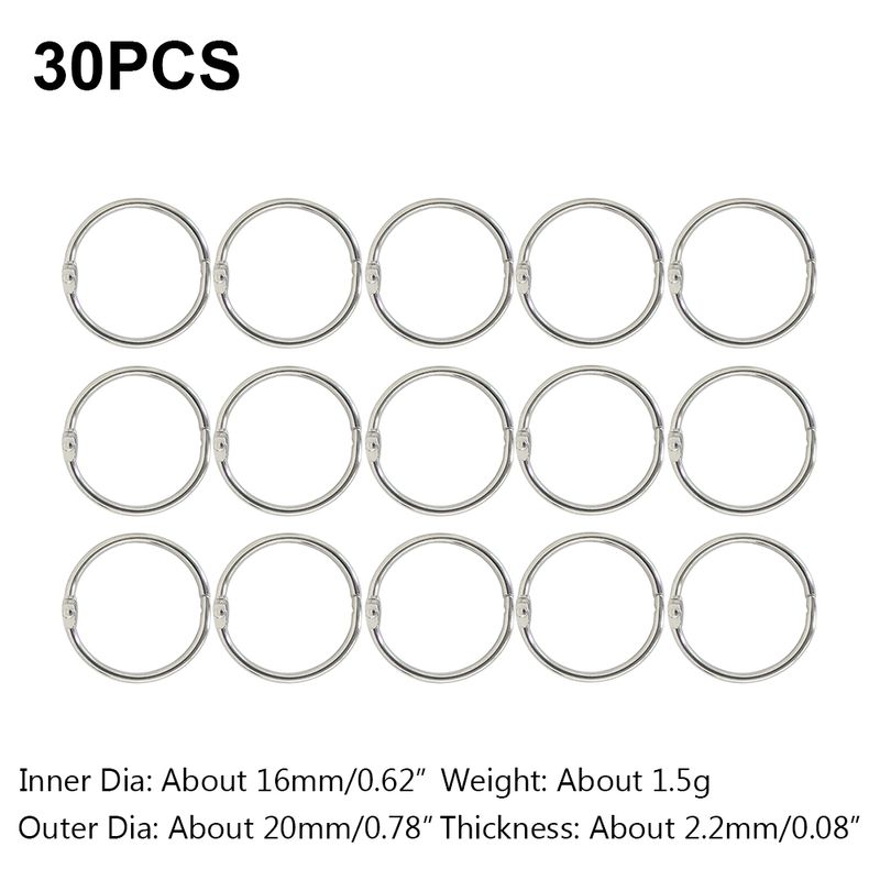 15/30pcs 20-88mm Loose Leaf Book Binder Hinge Snap O Ring Locking Keychain Metal Craft Parts 20 25 30 38 45 50 55 70 88mm_voghion.com