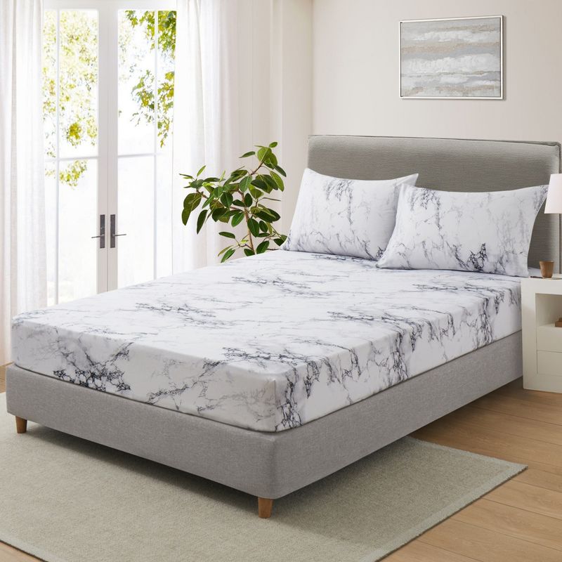 Gray Marble Mattress Cover Polyester 3D Printed Bedspread_voghion.com