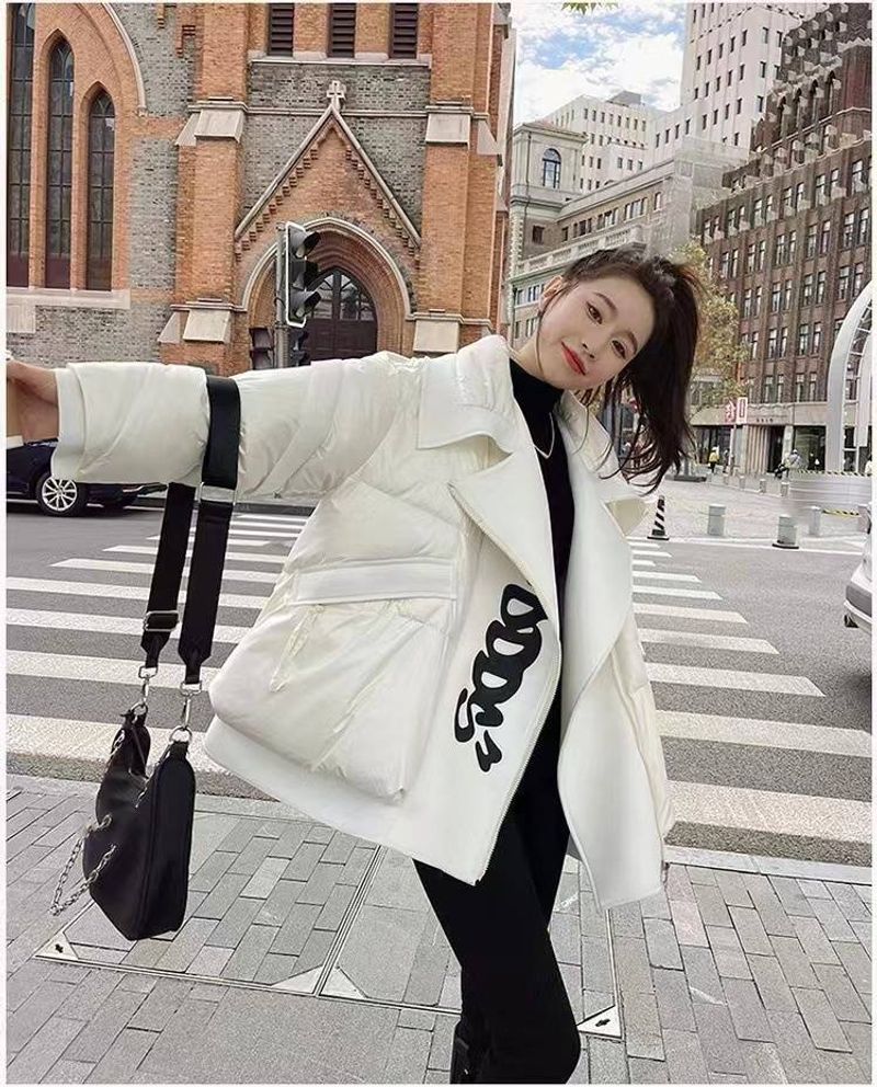 Vêtements pour femmes col ample veste chaude veste canard blanc veste chaude mode épissage manteau épaissi marque tendance_voghion.com