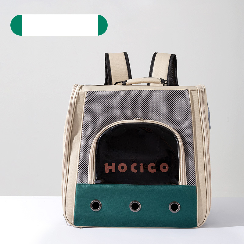 Sac à dos simple et décontracté avec coutures de couleur contrastée, respirant, grand espace, sac pour chat, voyage en plein air, fournitures pour animaux de compagnie_voghion.com